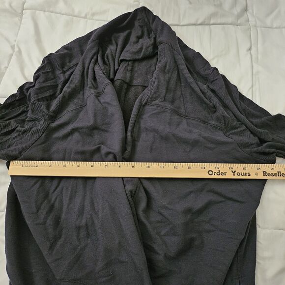 Athleta Cardigan 1X Black Long Wrap Sweater Open Front Ribbed Pockets Relaxed - Picture 7 of 8